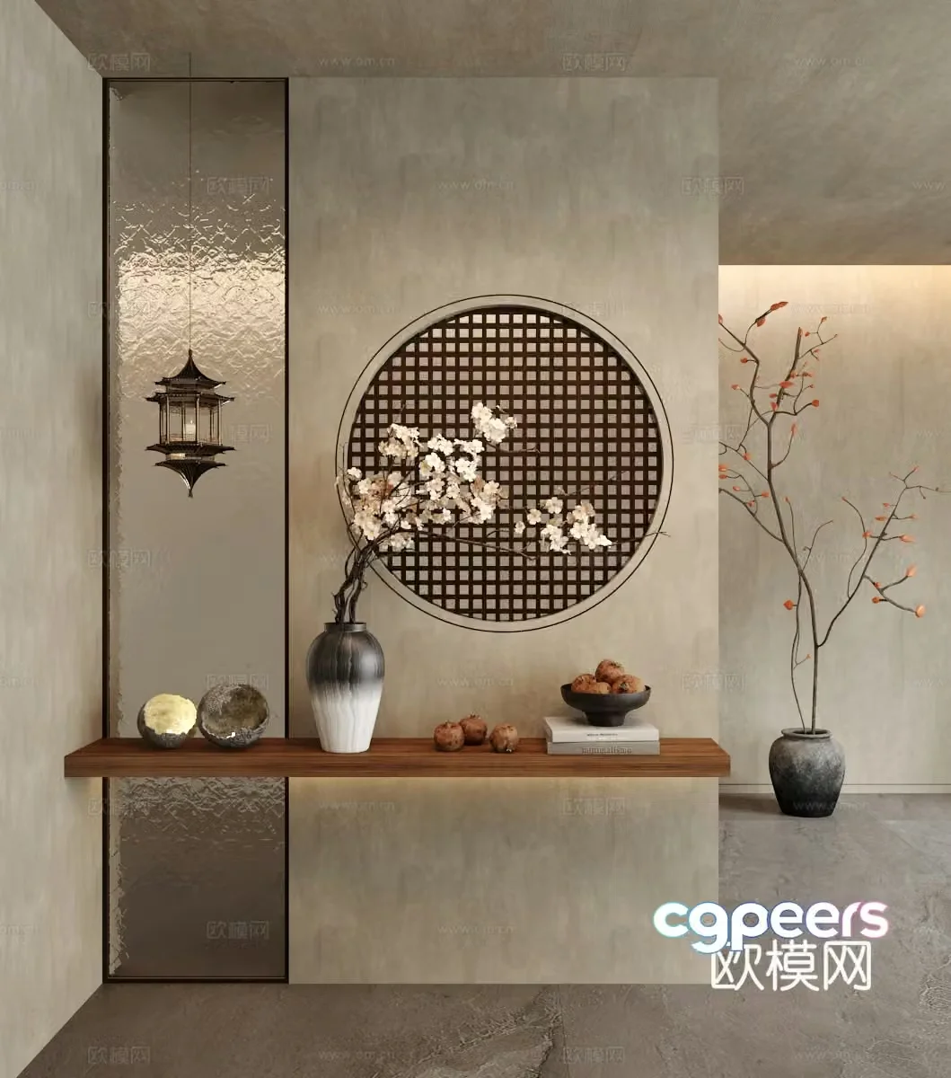 Wasabi Entrance Partition Glass Grid Partition 3D Model