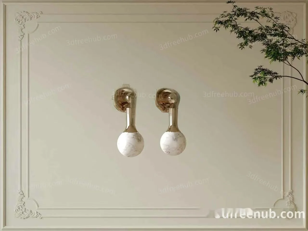 Gold Light Fixture 3D Model – 21123 – VRAY Render