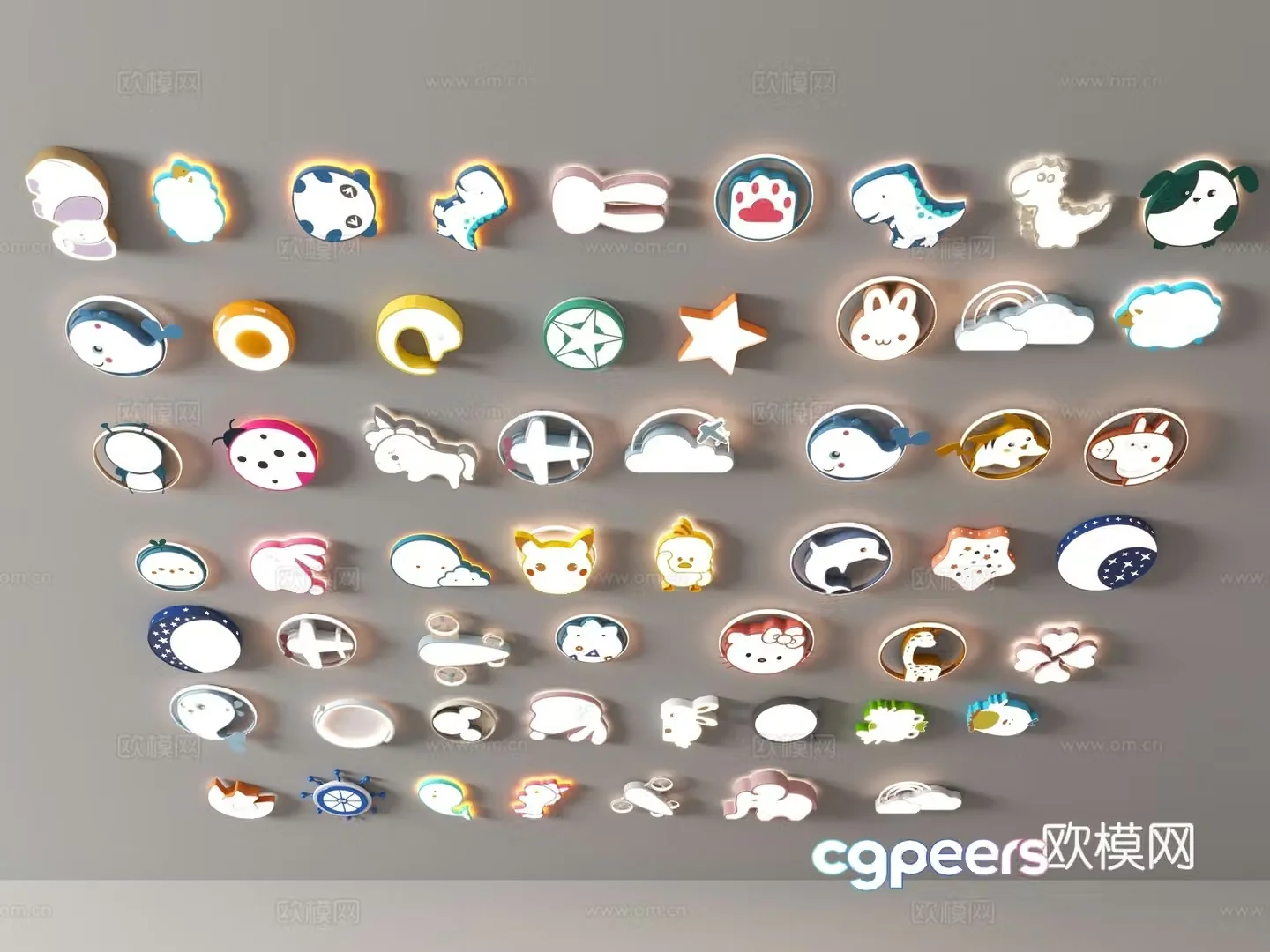 Ceiling light Living room main light Creamy cloud square Restaurant lamp Bedroom Lighting combination 3D model