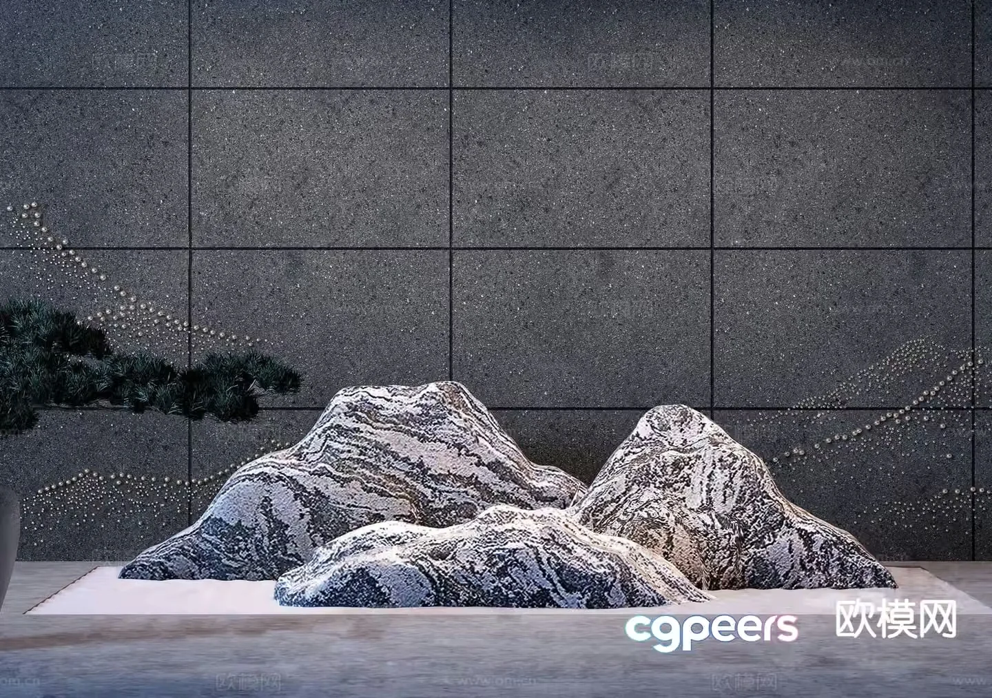 New Chinese rockery sketch stone 3D model