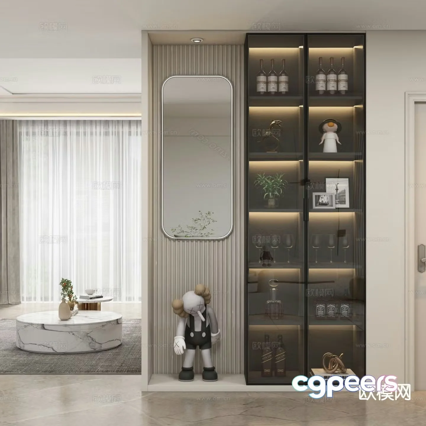 Modern entrance cabinet wine cabinet 3d model