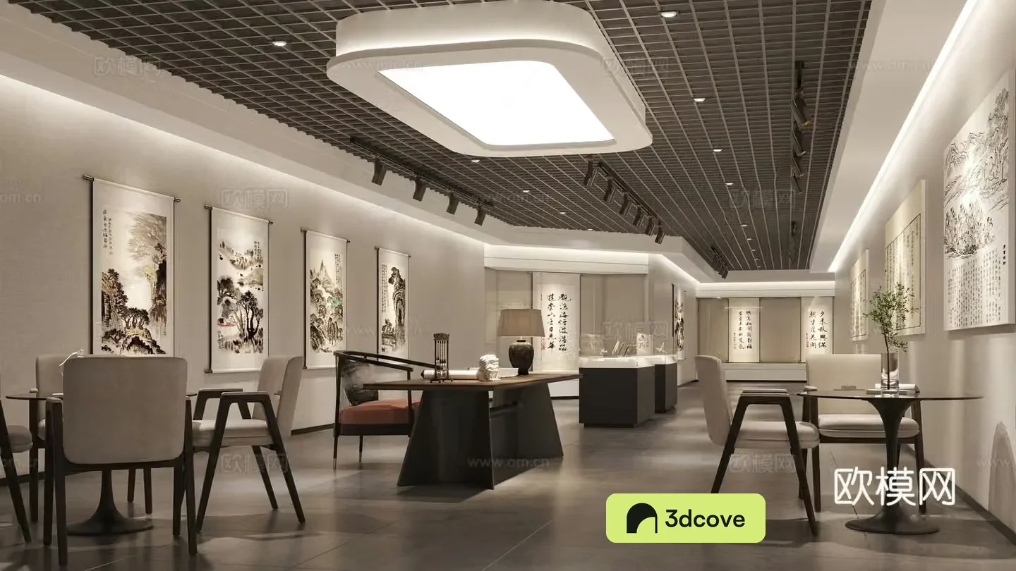 New Chinese-style calligraphy and painting museum conference room exhibition hall booth