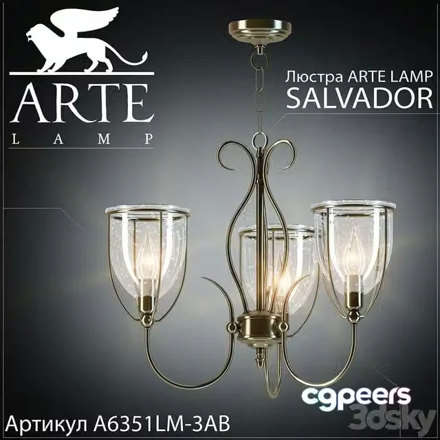 3ds Max Free – Chandelier Arte Lamp Salvador A6351LM-3AB