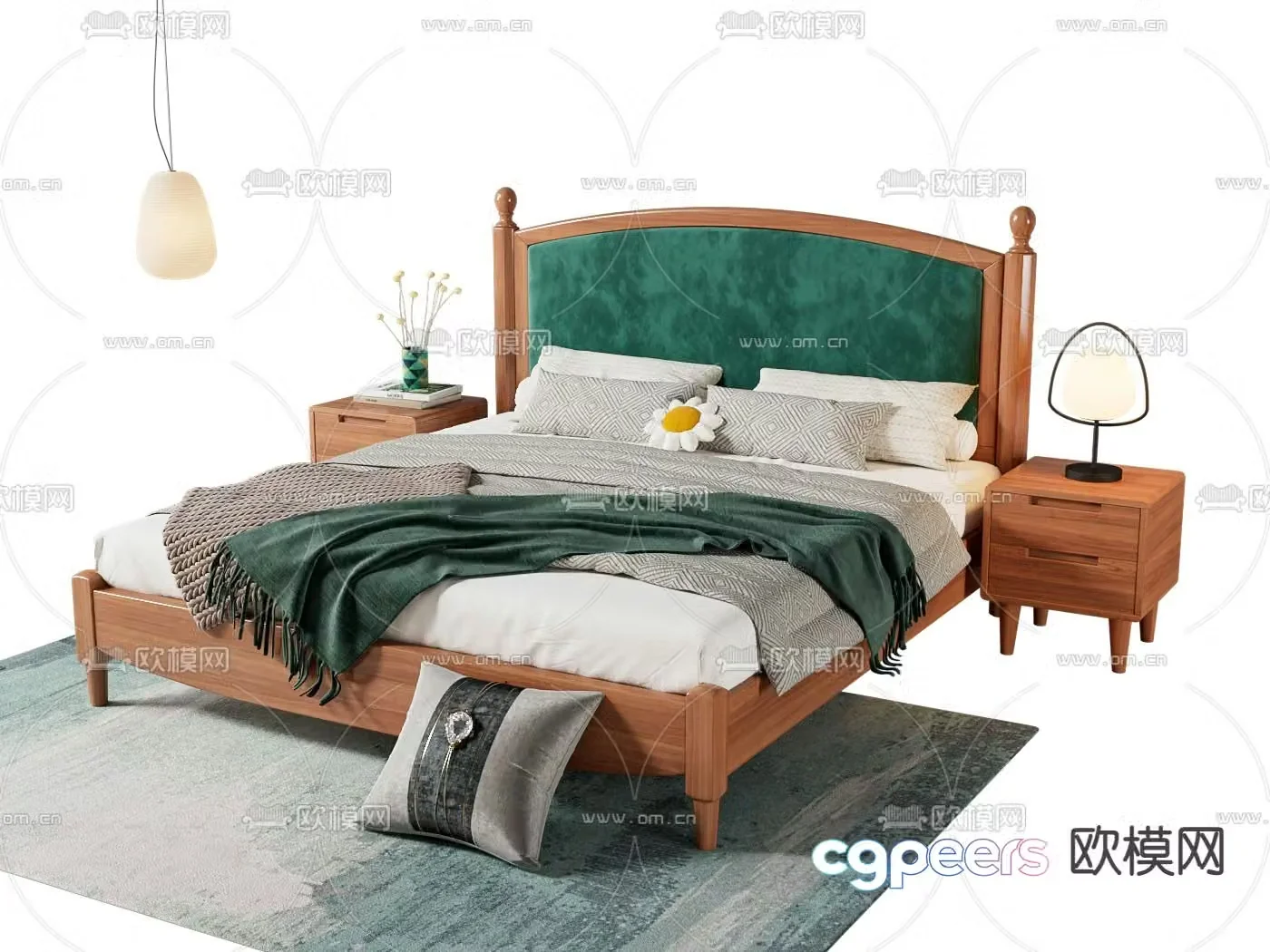 Nordic double bed 3d model