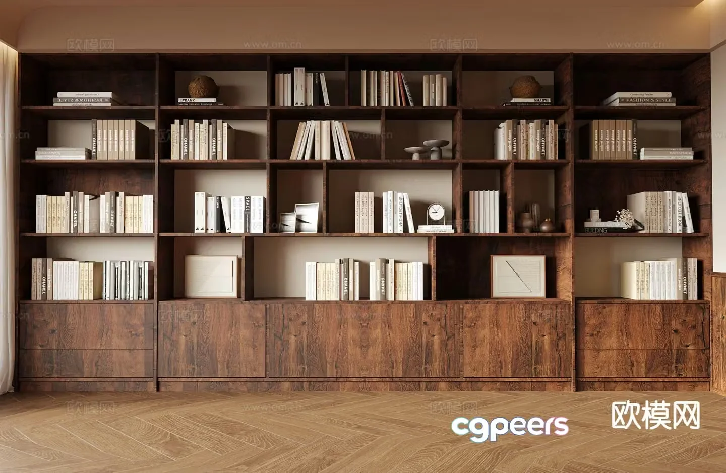 Middle-aged bookcase bookshelf 3D model