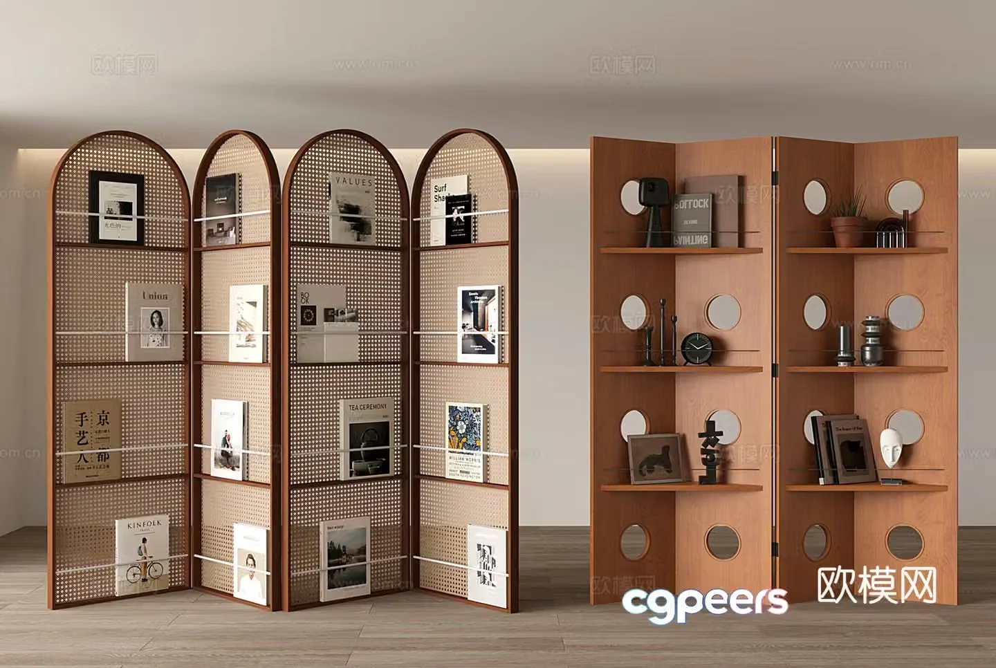 Medium-old screen partition screen rack rattan screen 3D model