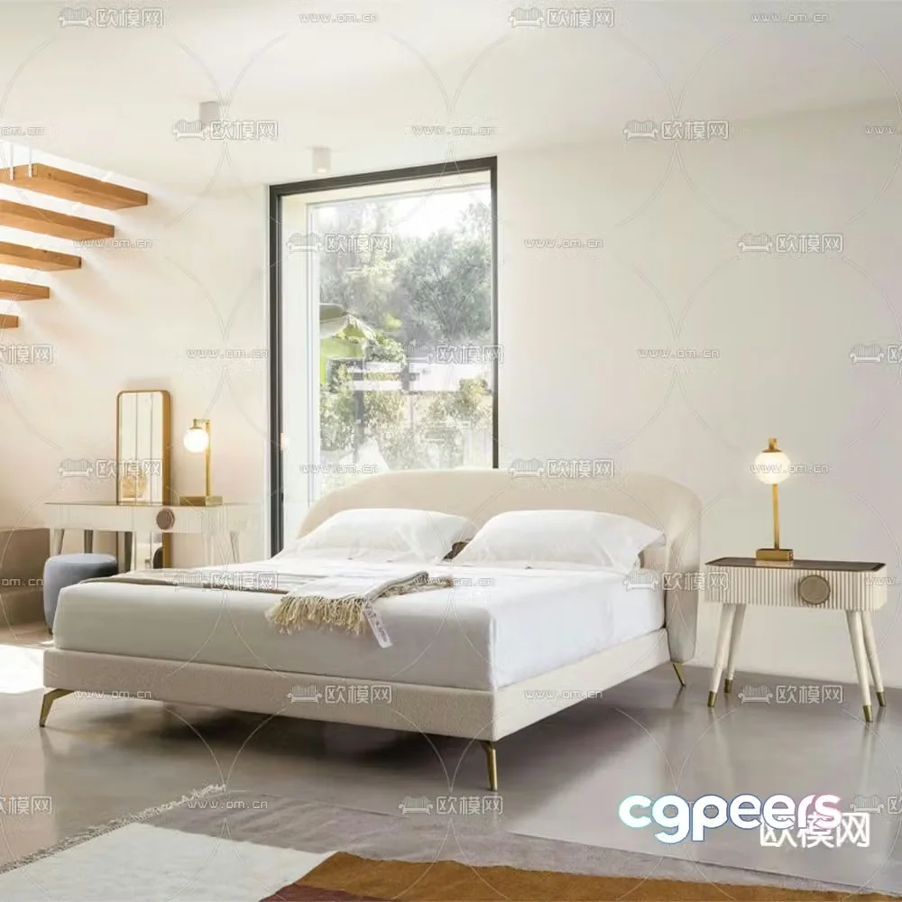 SCAPPINI light luxury double bed 3d model