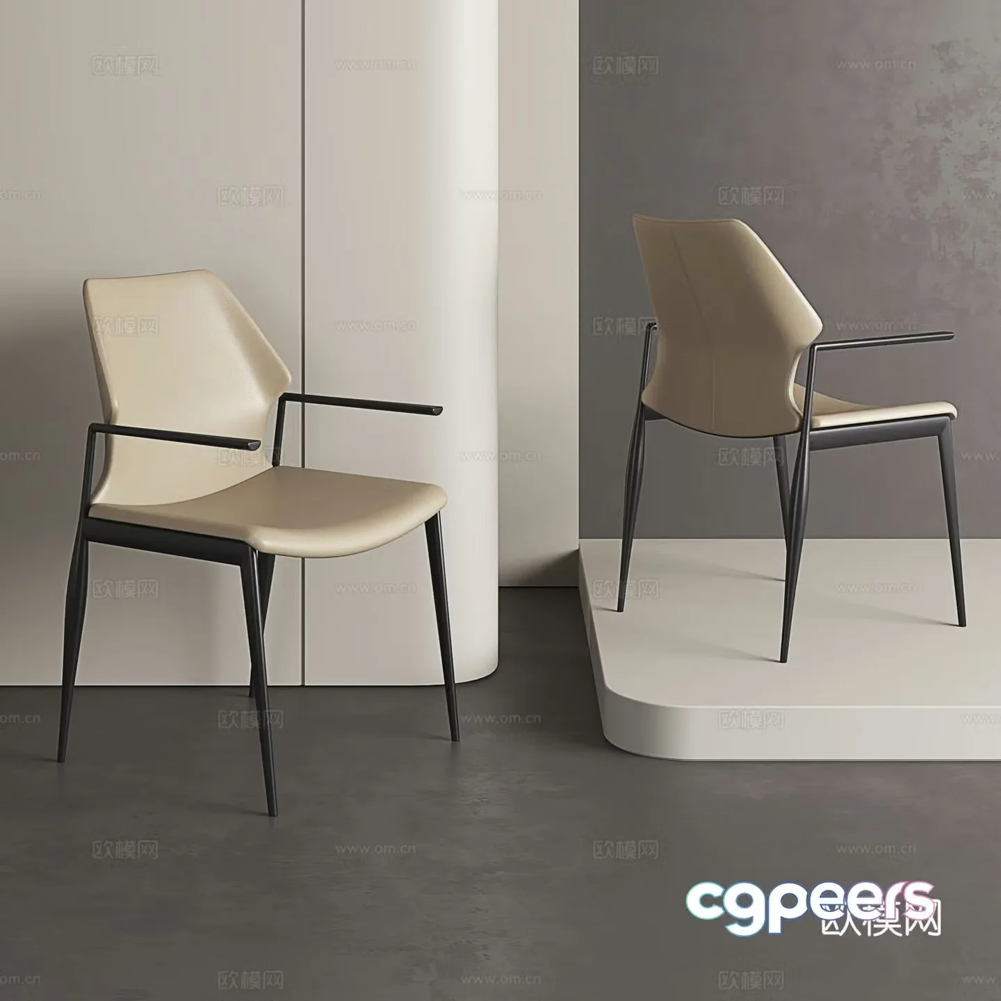 Italian dining chair Light luxury dining chair Modern leather dining chair Negotiation chair Backrest leather chair 3D model