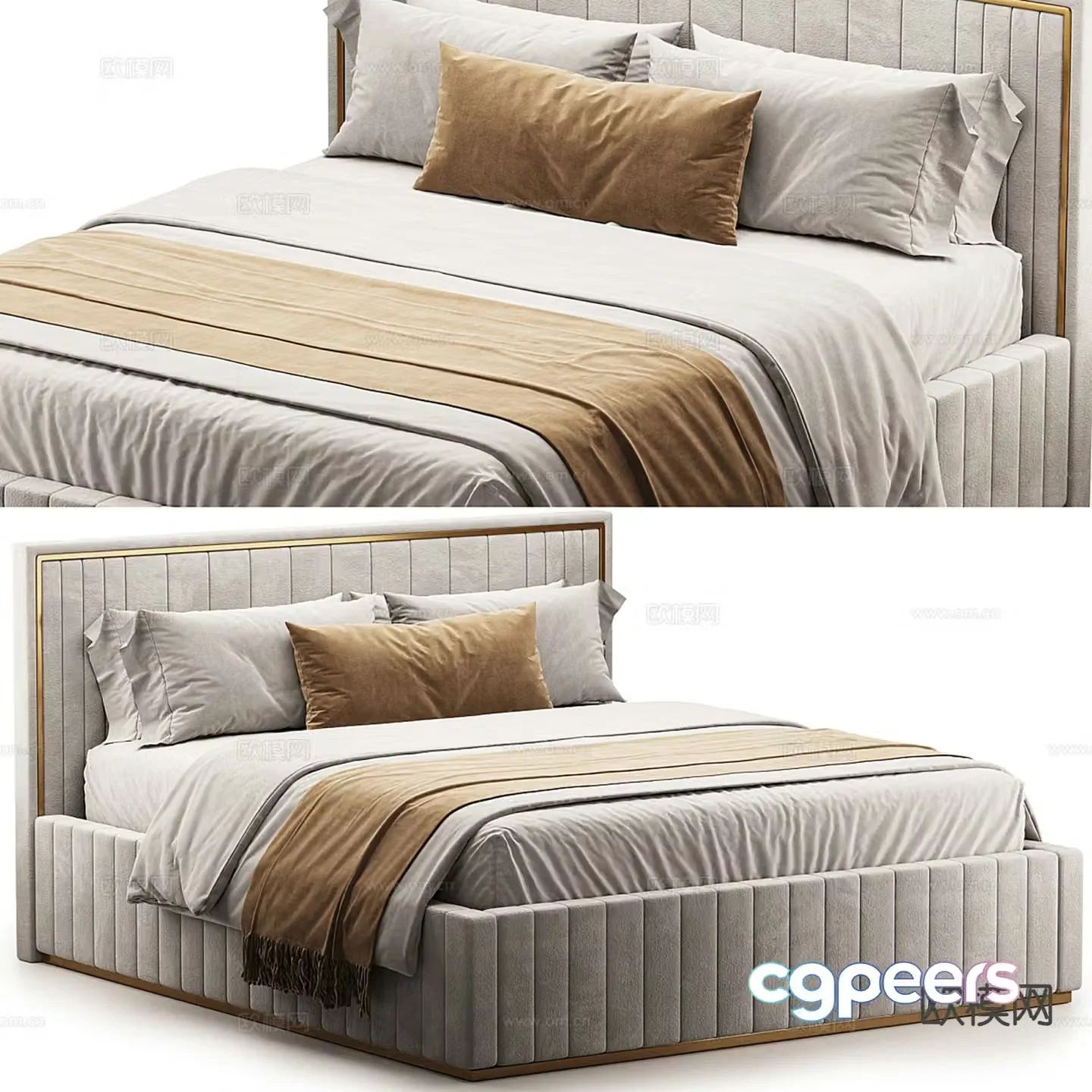 Elmalek European double bed 3d model