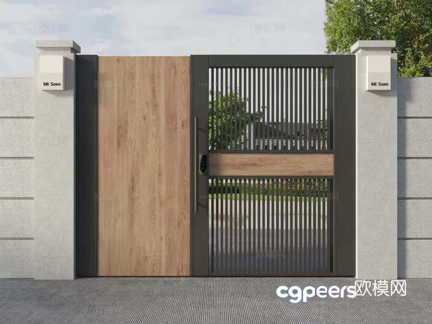 Courtyard door Villa door Garden door Wrought art gate Entrance door 3D model