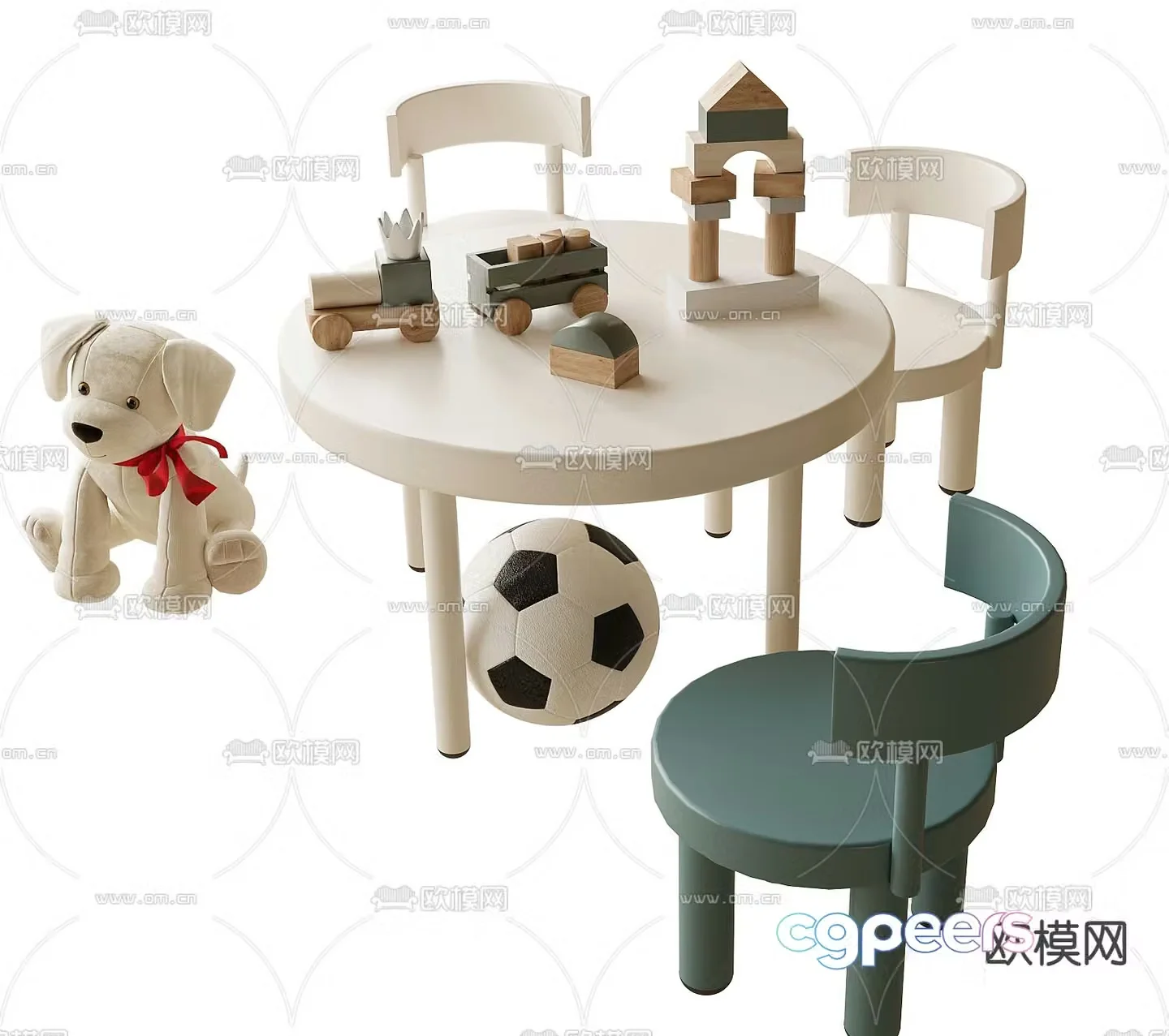 Modern children’s table and chair 3d model