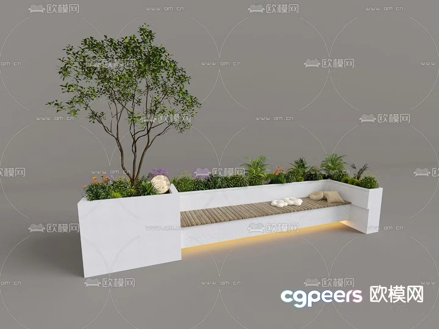 Outdoor seating garden seating tree pool chair 3d model