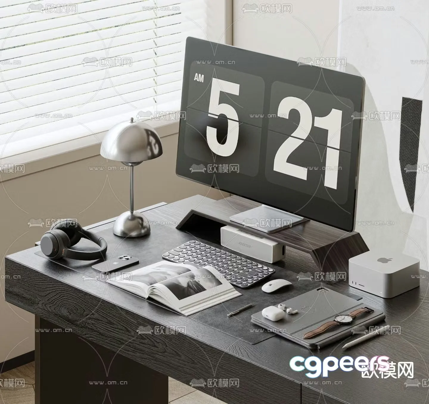 Desktop accessories books notebook 3d model