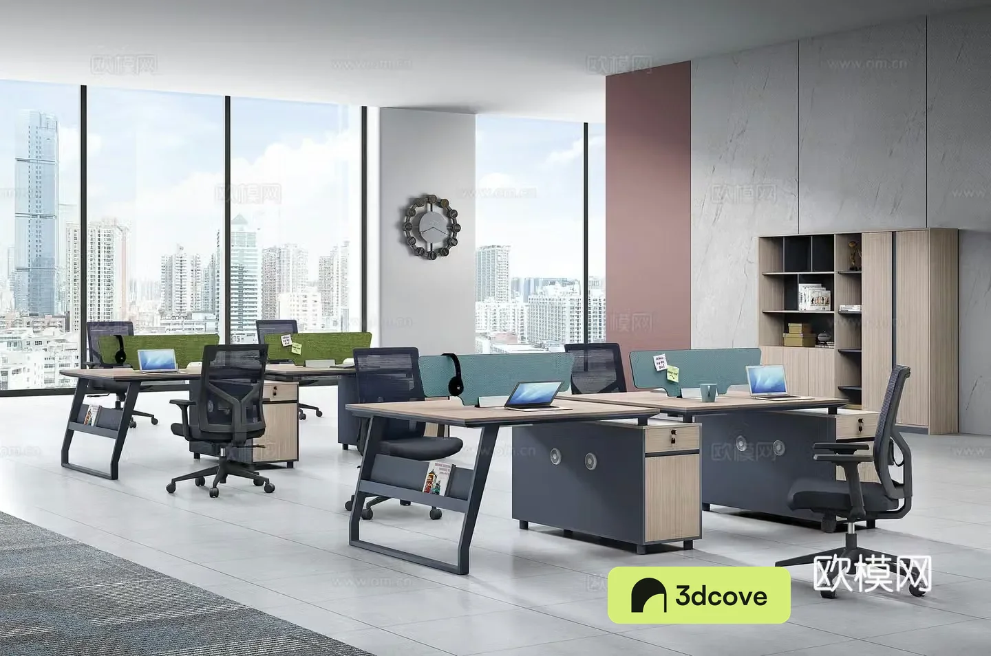 Working equipment office space office area staff desk and chair