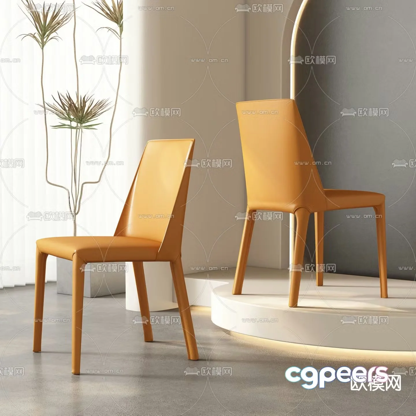 Modern dining chair leisure chair single chair 3d model
