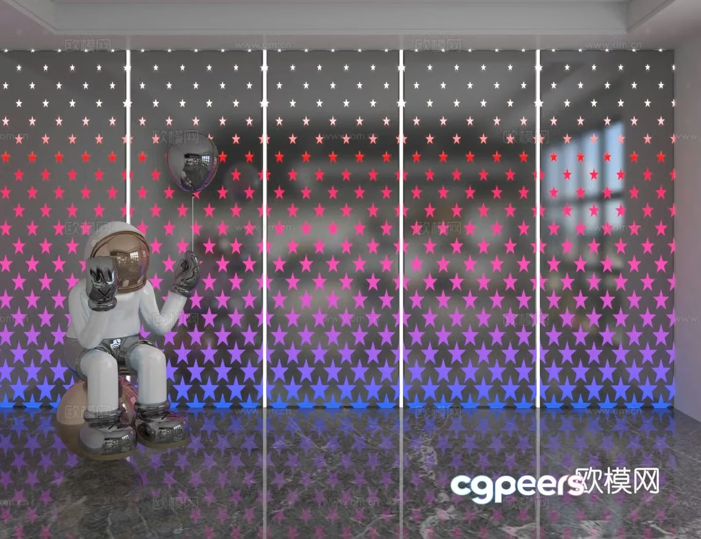 Star background wall decorative wall modeling wall 3d model