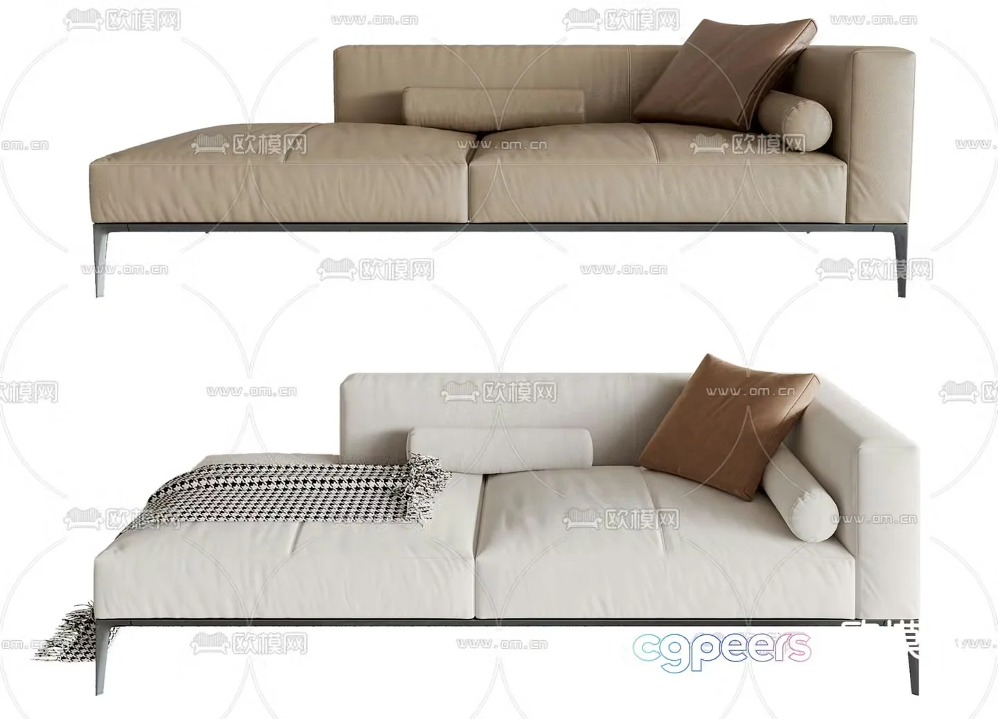 Chaise longue beauty couch bedside stool 3d model