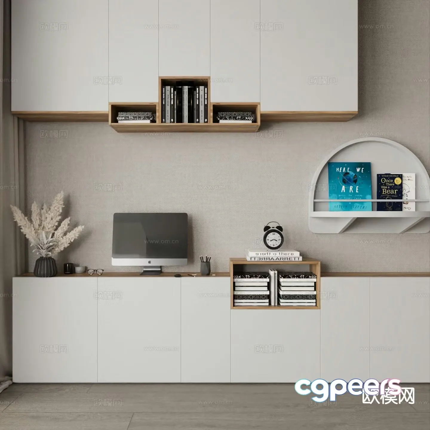 Modern bookcase decorative cabinet 3d model