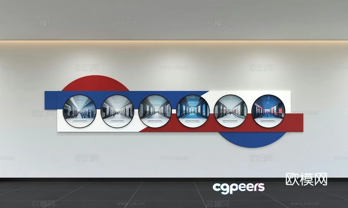 Modern corporate culture wall Office background wall Corridor Promotional column Slogan Slogan Corporate style 3D model