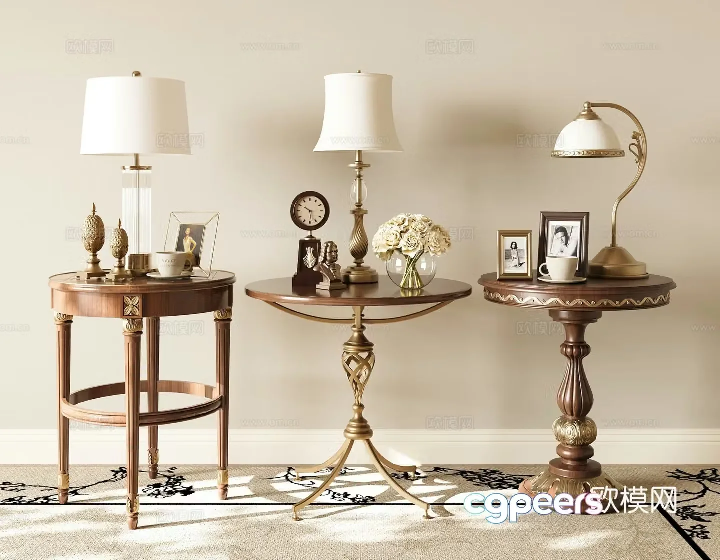 American retro side table 3D model