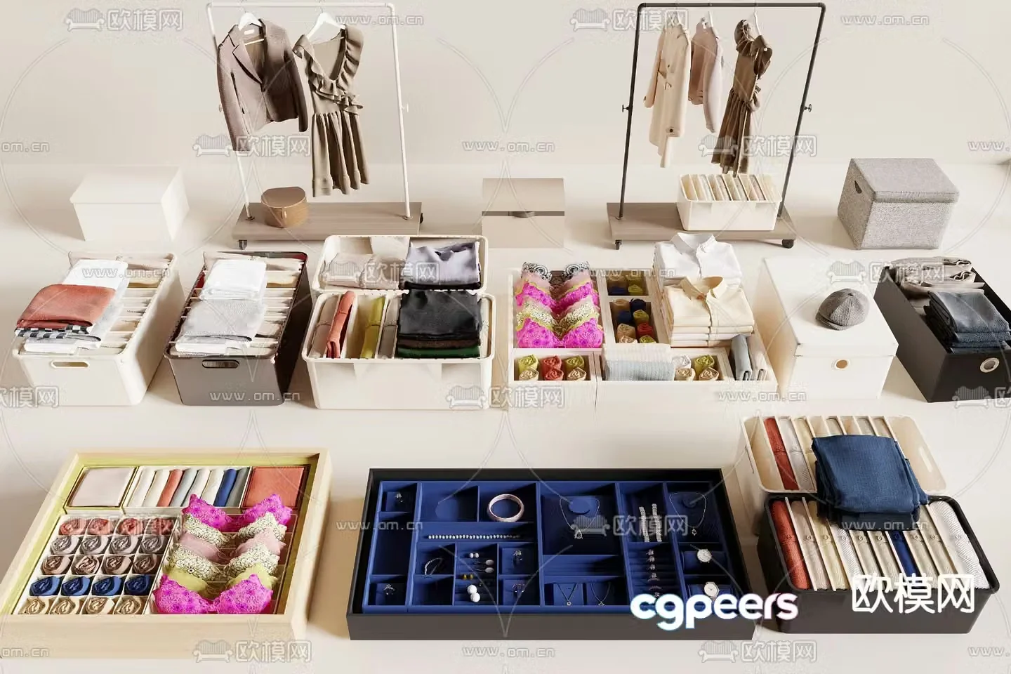 Clothes hangers Underwear Shirt Jewelry Storage Box Jewelry 3D Model