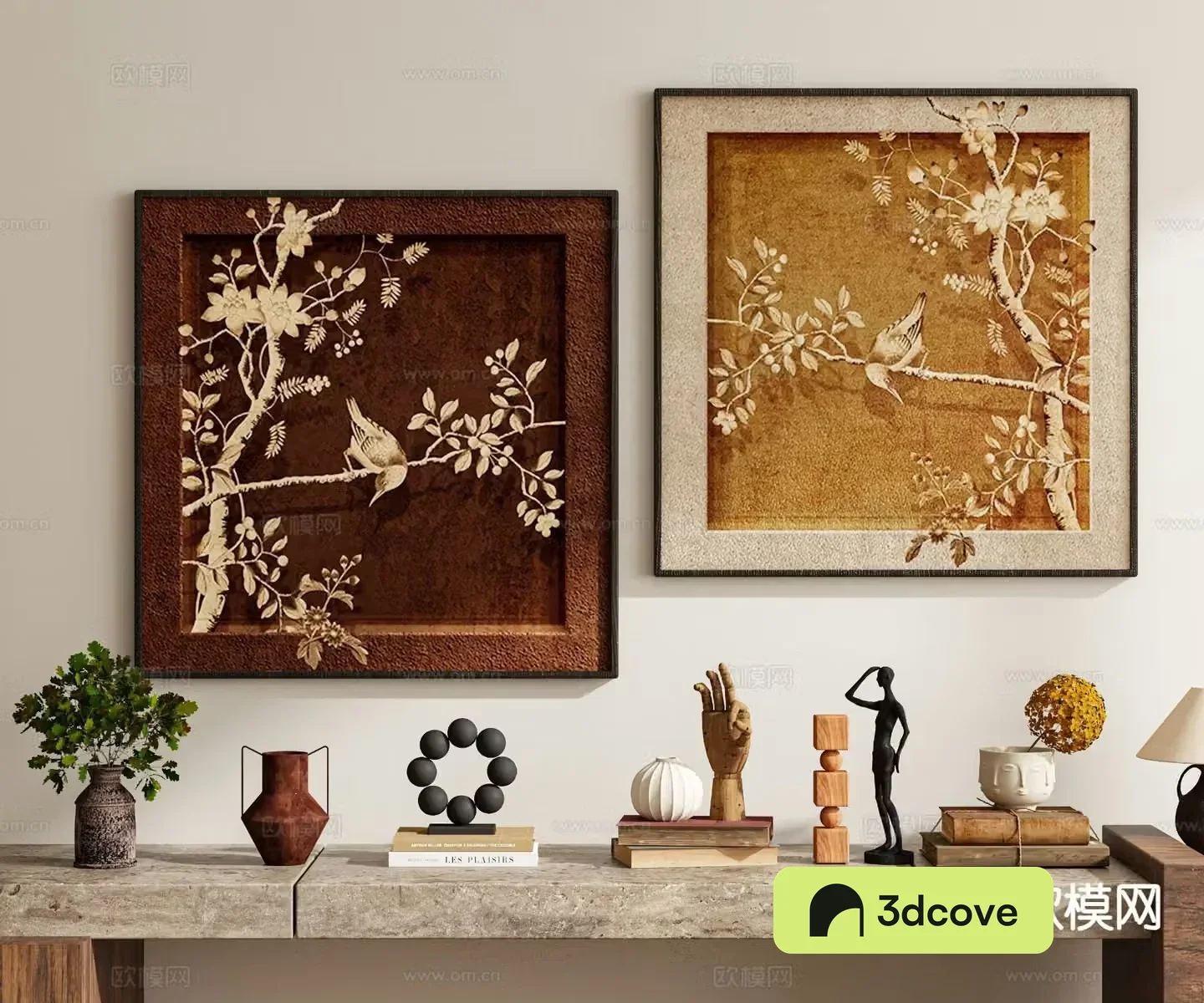 Medieval style hanging painting decorative painting flower and bird painting