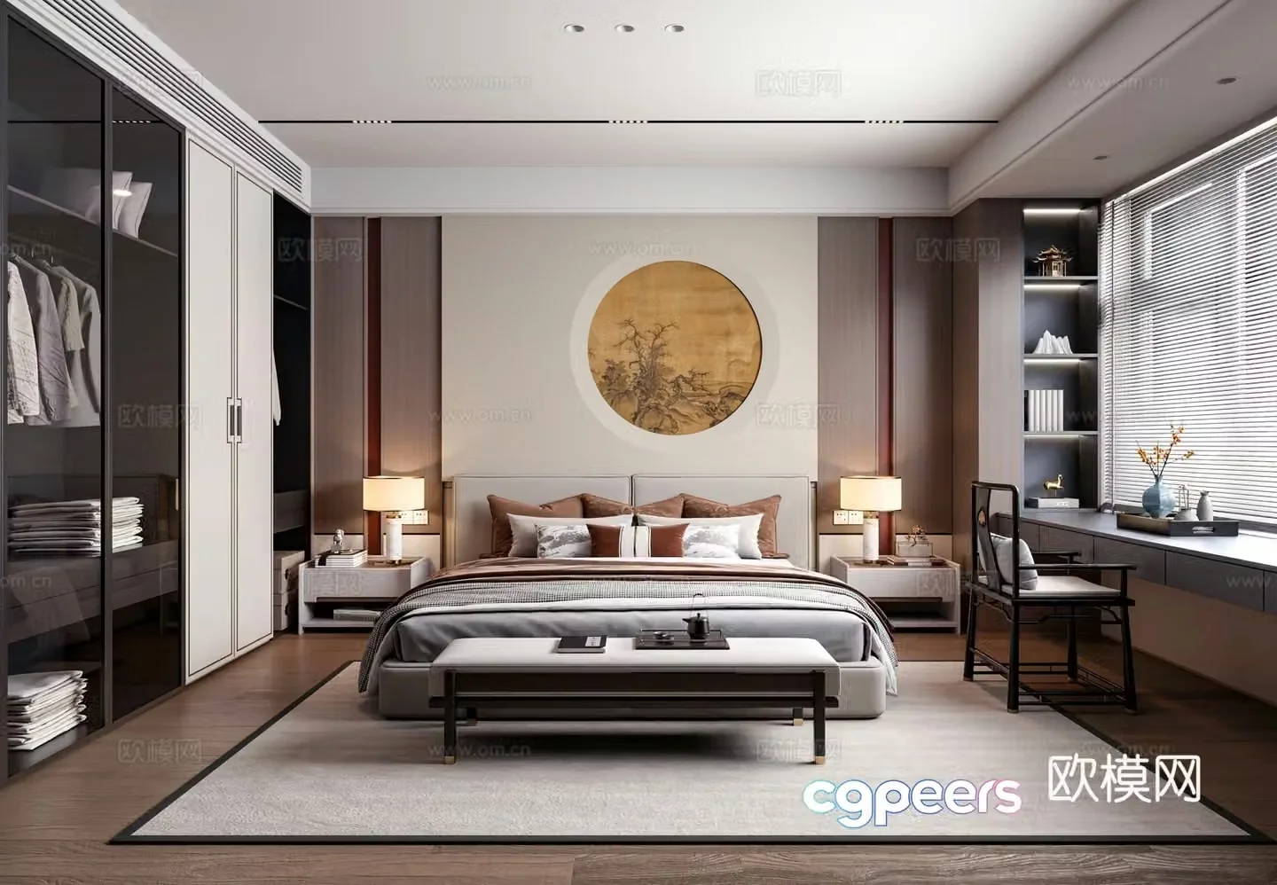 Chinese style bedroom master bedroom 3d model