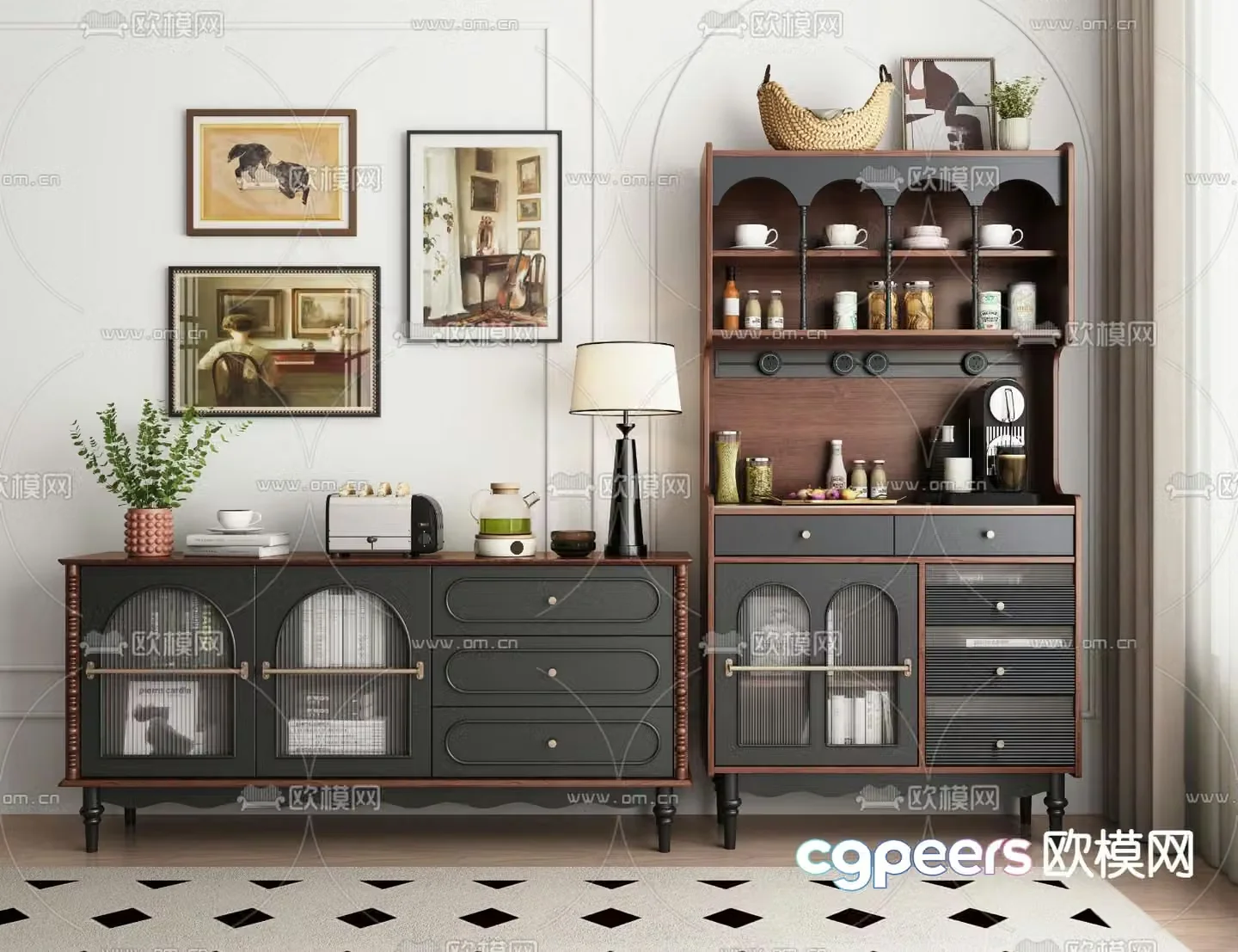 Medieval style sideboard 3d model