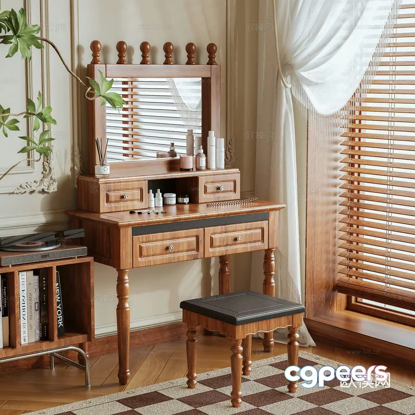 Log style dressing table 3d model