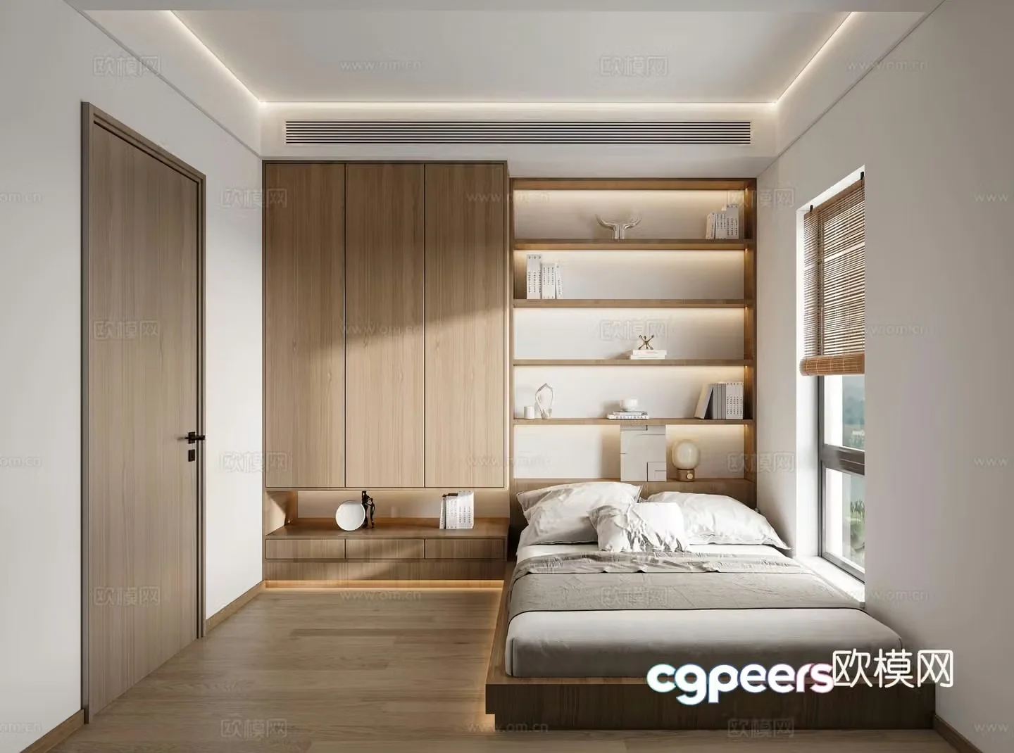 Modern log bedroom 3d model