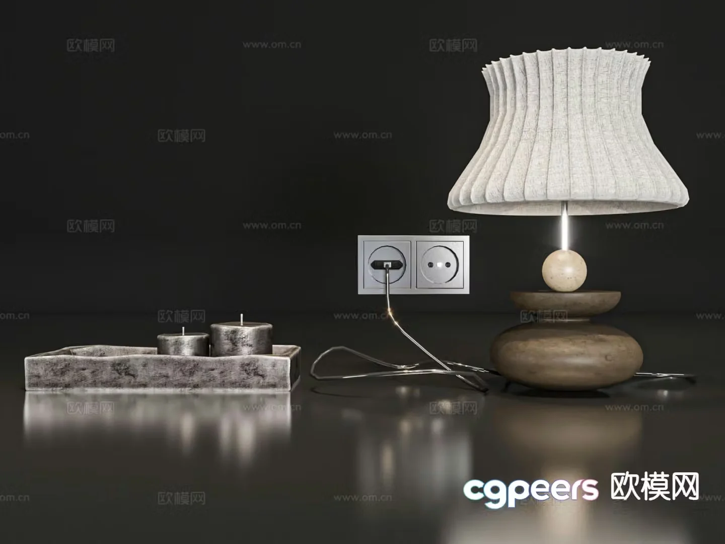 Modern decorations desktop accessories desk lamp socket 3d model