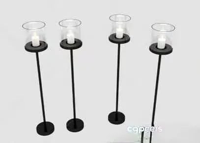 Black Candle Holders 3D Model – 685 – VRAY Render