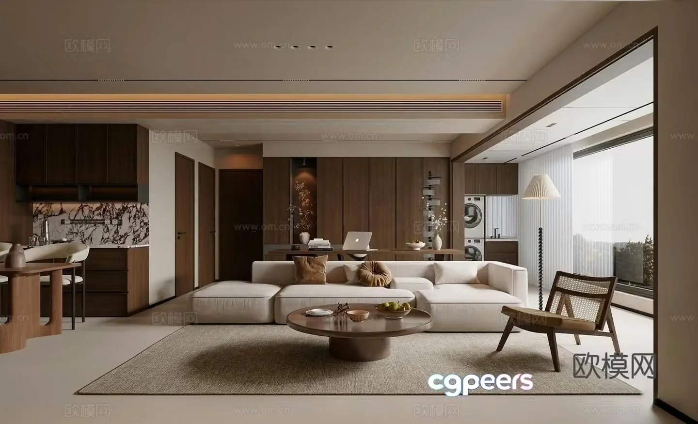 Middle-aged Zen Living Restaurant_Mid-aged Living Restaurant 3D Model