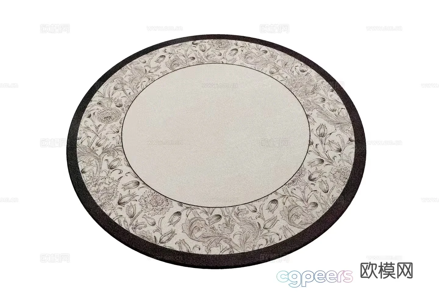 The Main Subject In This Image Is A Round Rug With A Floral Pattern 3D Model – 21717 – VRAY Render