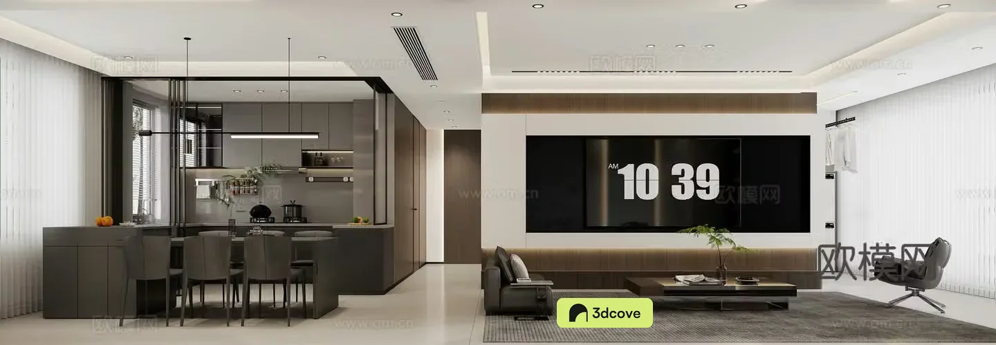 Modern black white and gray living room