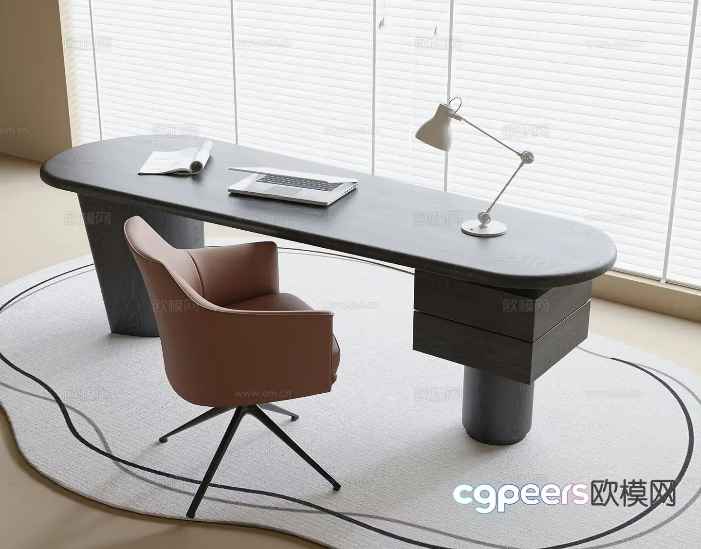 modern desk writing desk 3d model