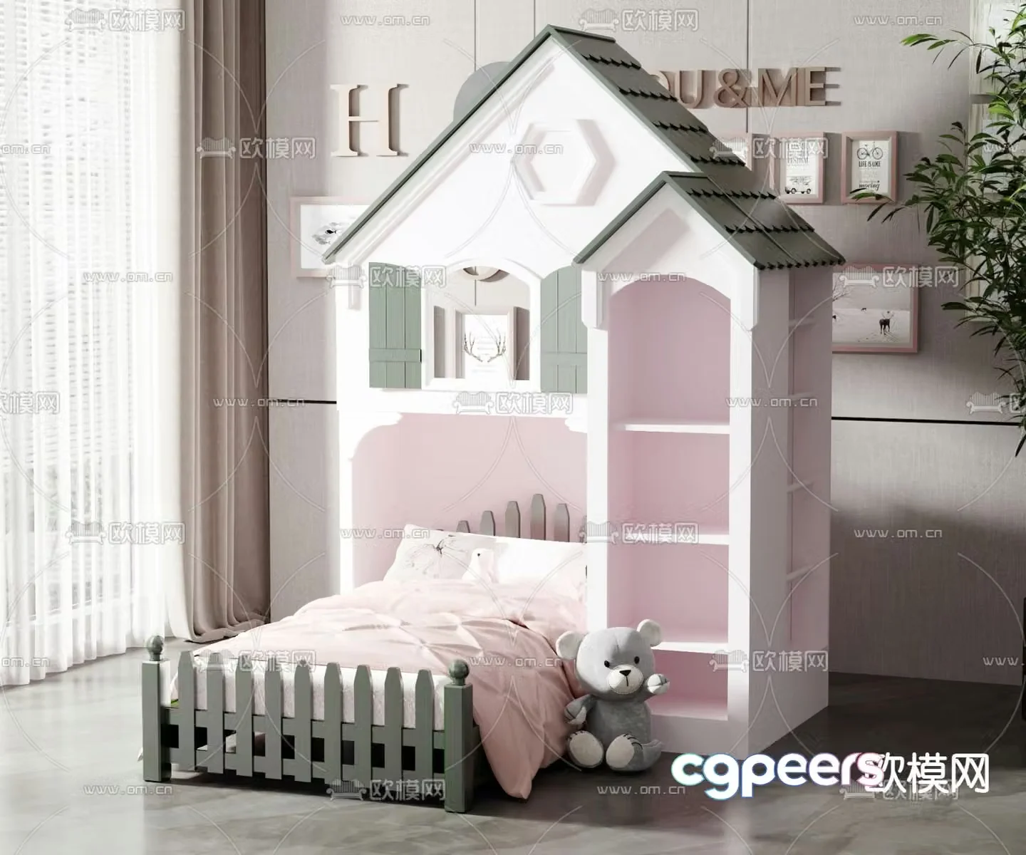 Modern children’s bed room bed 3d model
