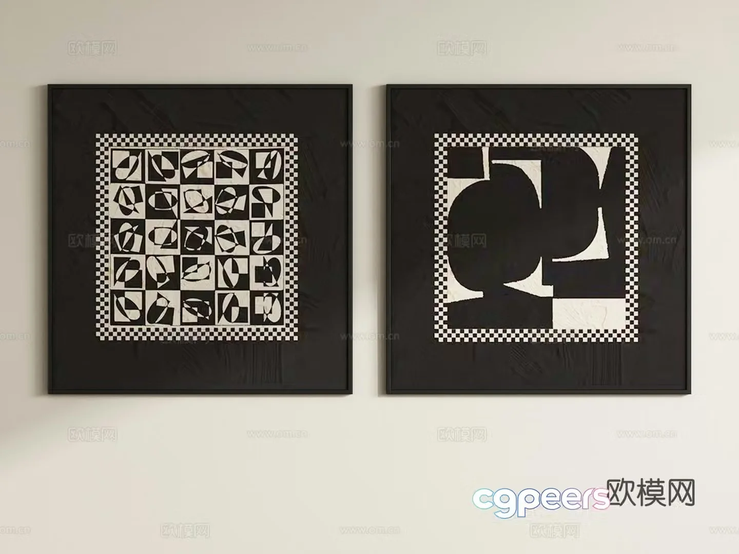 Modern black and white paintings decorative paintings hanging paintings 3D model