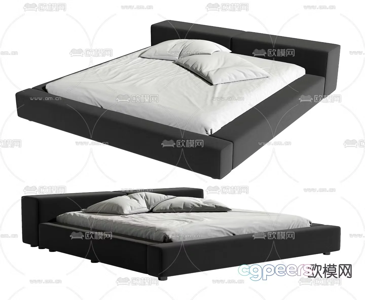 Modern double bed 3d model