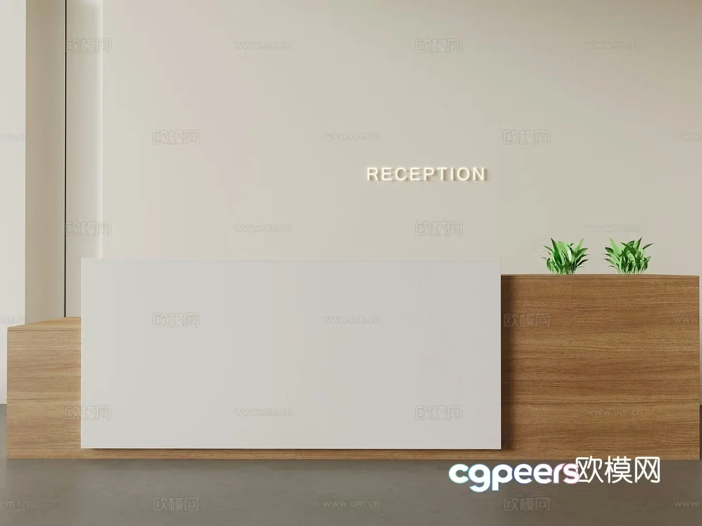 Modern reception desk front desk 3d model