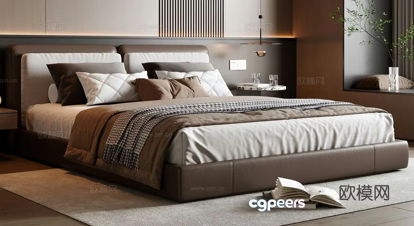 Italian double bed 3d model