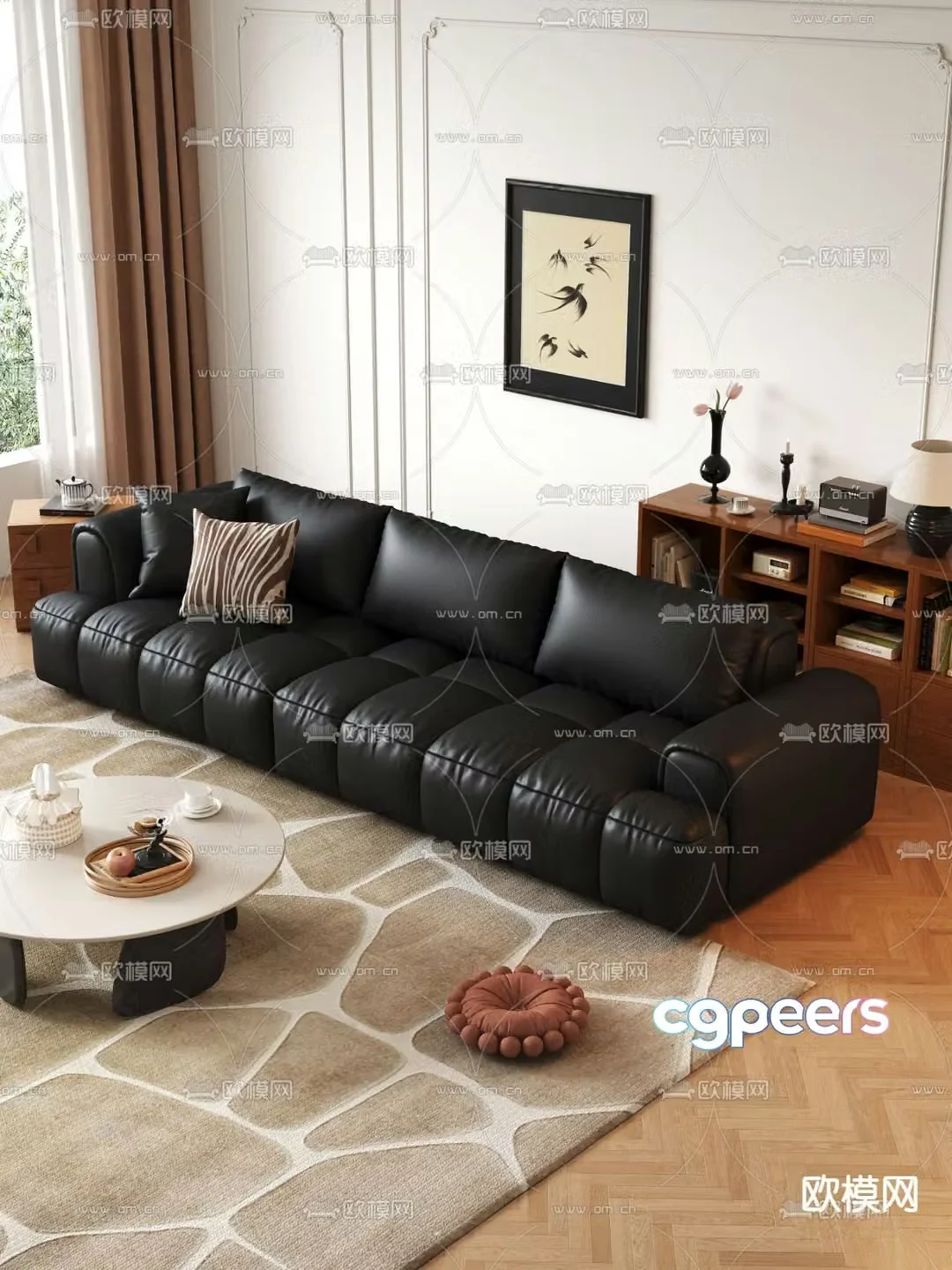 French retro sofa three-person sofa 3D model