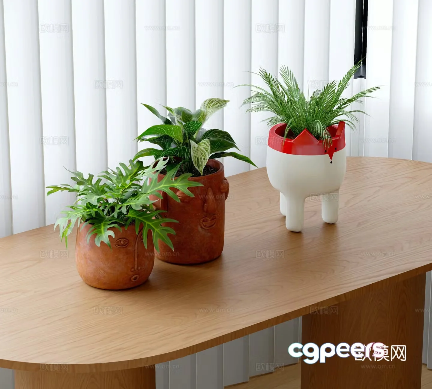 Modern green plant potted plants Desktop small potted plants 3D model