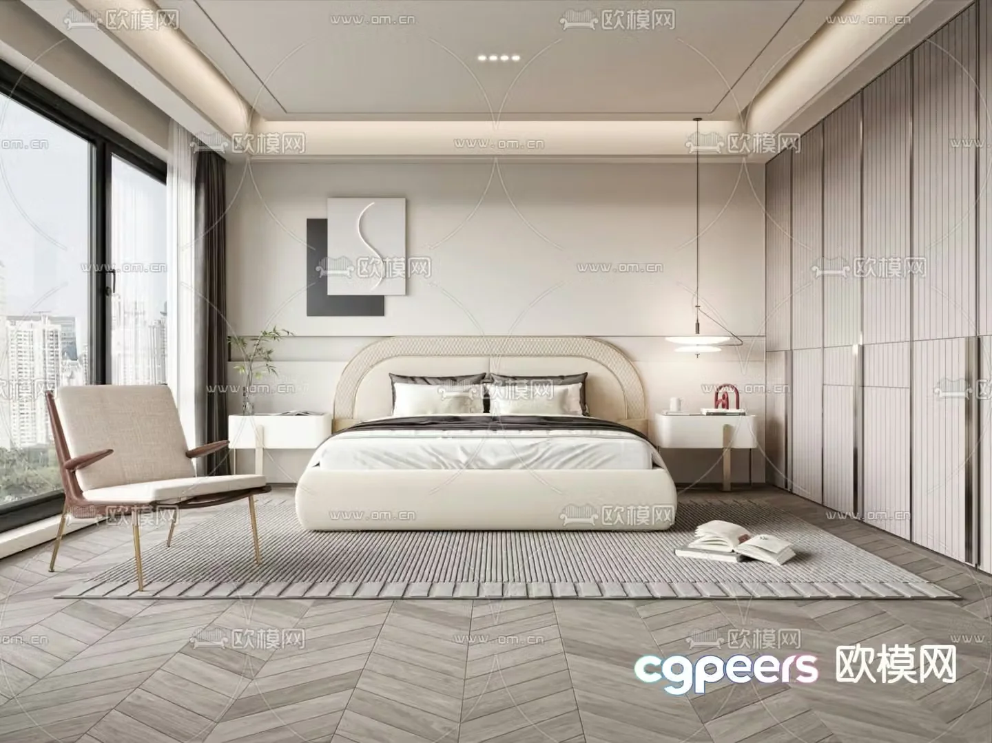 Creamy Bedroom Master Room 3D Model