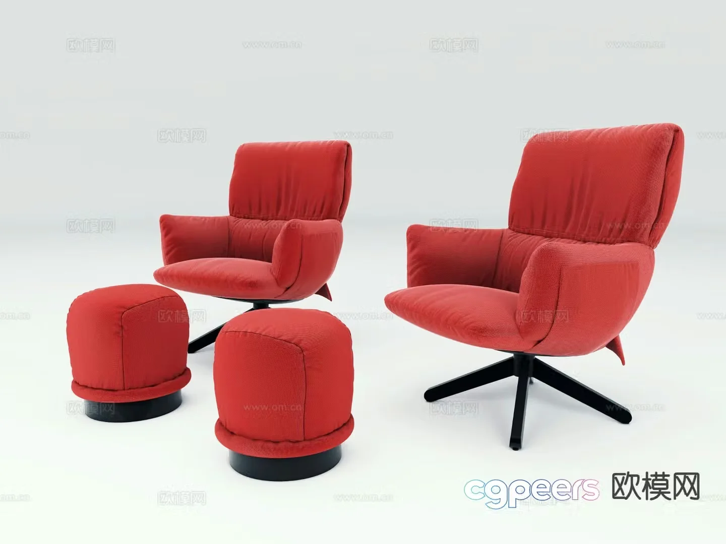 Modern leisure chair armchair footrest 3d model