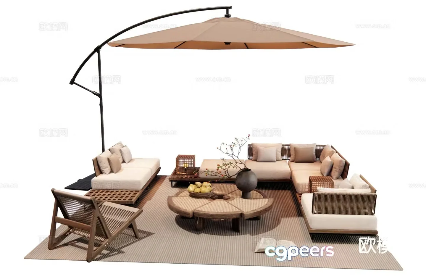 Modern outdoor sofa modular sofa 3d model