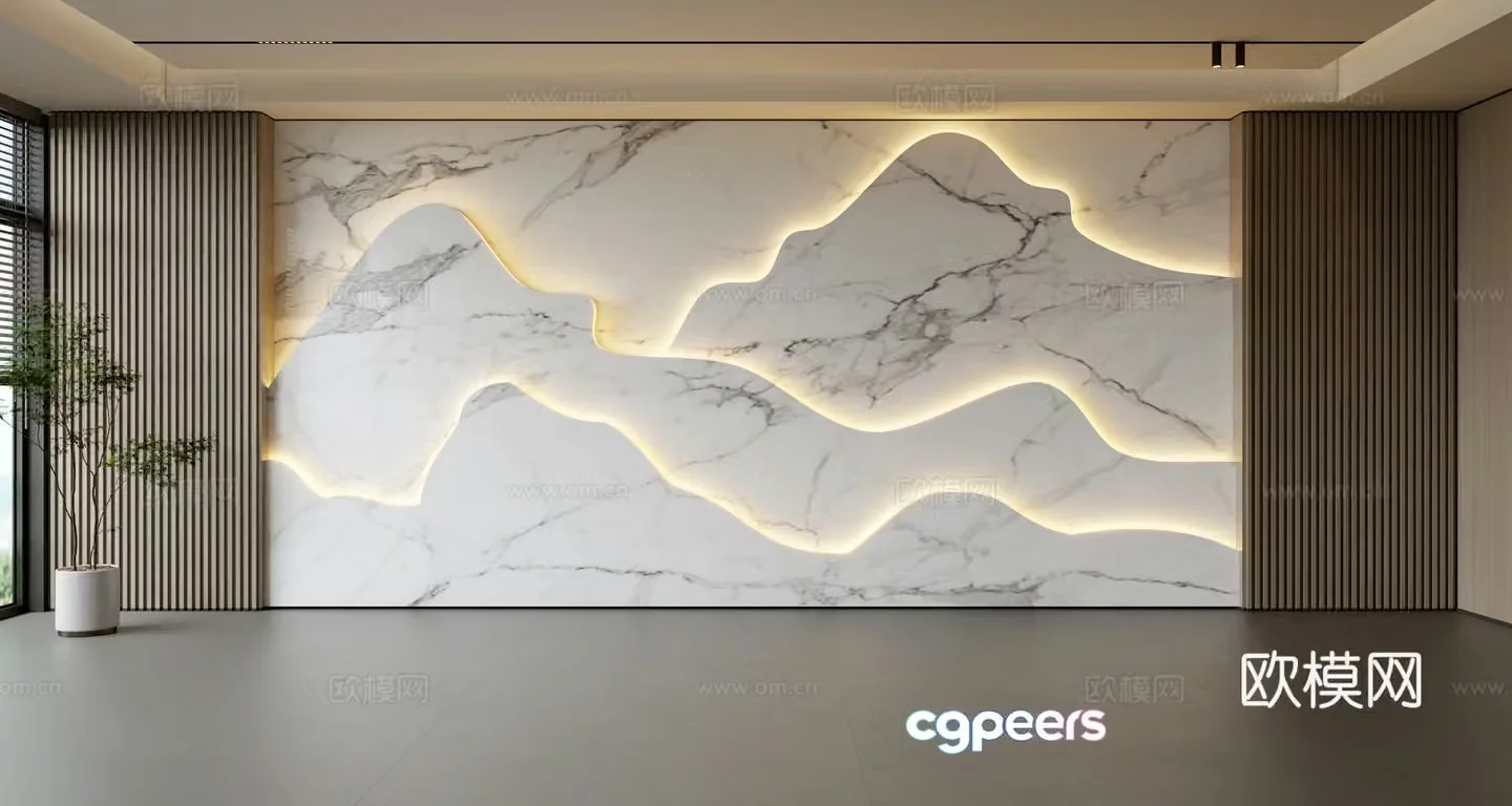 Modern front desk background wall Simple background wall Front desk reception area background wall Company front desk background wall 3d model