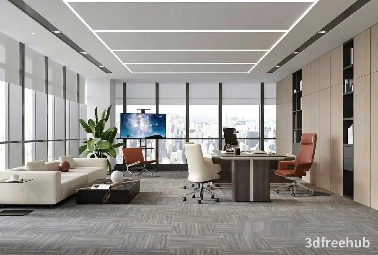 Modern Office Space 3D Model – 19369 – VRAY Render
