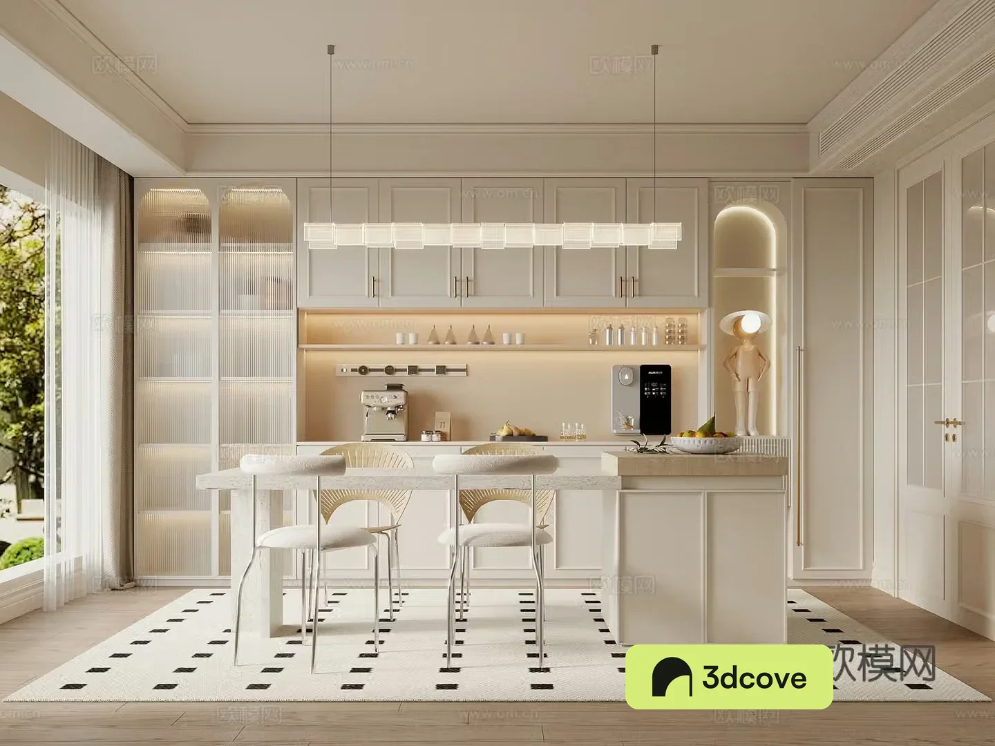 French cream restaurant wine cabinet sideboard dining table island