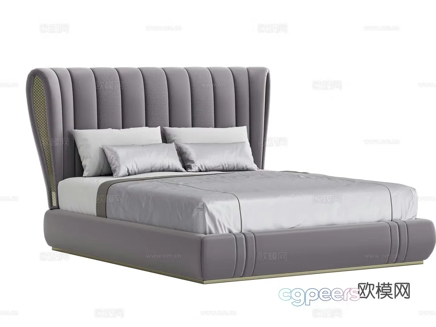 Light luxury double bed 3D model